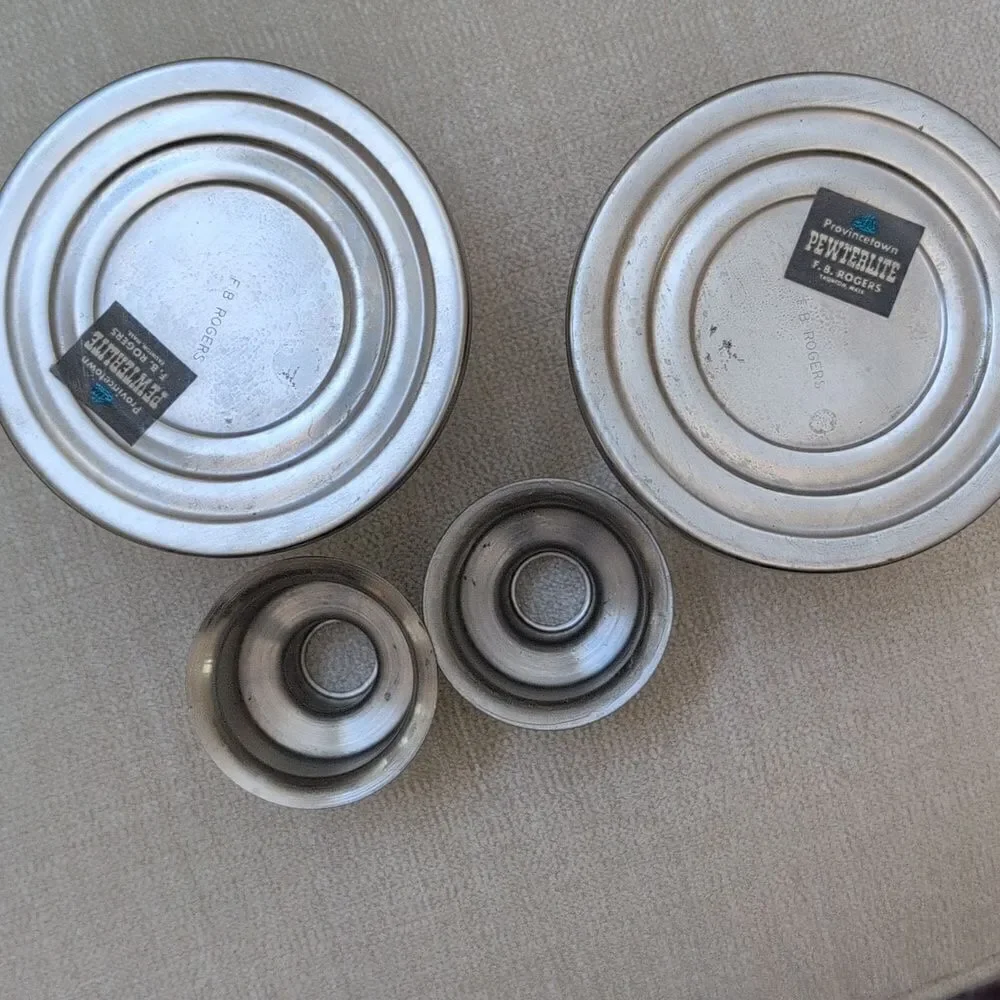 Vintage F. B. Rogers Weighted Pewterlite Candleholders with Candle Extenders